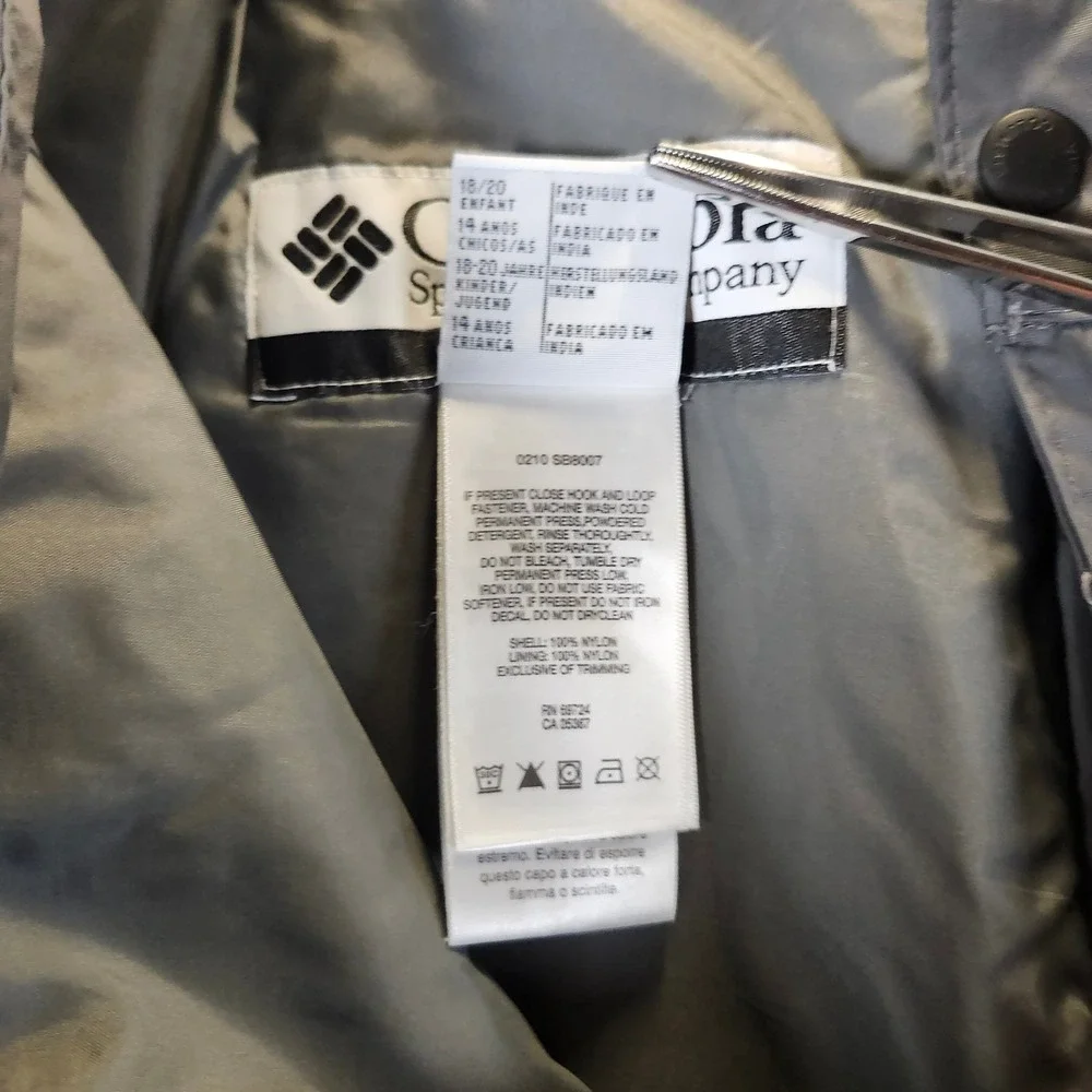 Columbia Snow Pants Youth 18/20 Gray Excellent Omni-Shield Cargo Ski SB8007‎